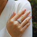1.8 Carat Moissanite Sterling Silver Pave Triple Row Ring